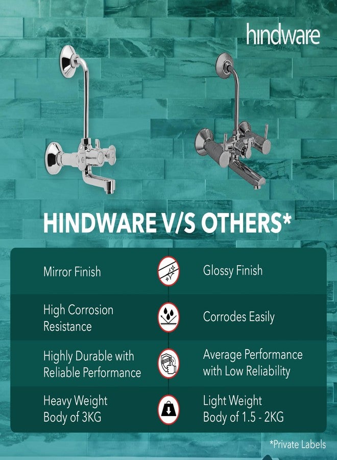 Hindware Lyra F920035CP Brass Wall Mixer for Bathroom with L-Bend (Chrome Finish) - Image 5